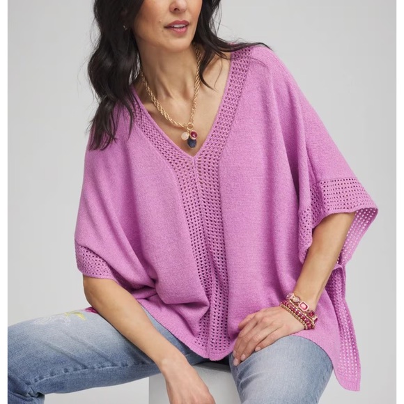 NWT Chicos Pink Knit Poncho Top S/M - Picture 4 of 5